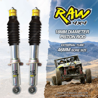 2 x Front 50mm Lift RAW 4x4 Predator Silver Shocks for Toyota Prado 90 Series