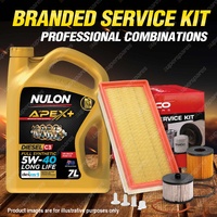 Oil Air Fuel Filter + 7L APX5W40D2 Engine Oil for Citroen C5 2.0 HDI 4cyl 2L