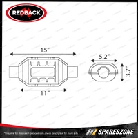 Redback Petrol Oval Ceramic Catalytic Converter - Euro II In/Out 2" CPSI 400