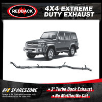 Redback 3" Exhaust No Muffler & Cat for Toyota Landcruiser VDJ76R 01/2007-On