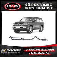 Redback 3" Exhaust No Muffle & Cat for Toyota Landcruiser VDJ200R 4.5L 07-15