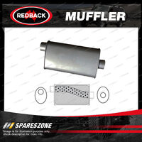 Redback Universal Muffler - 10" x 4" Oval 12" Long 2 1/4" Offset/Centre Megaflow
