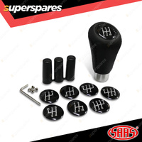 SAAS Car Gear Stick Shift Knob - Classic Black Stitch on Black Leather