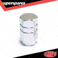 SAAS Tyre Valve Stem Caps Silver 2 Groove Wheel Tire Covers - in a Pack of 5
