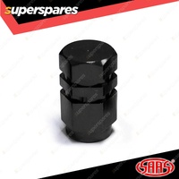 SAAS Tyre Valve Stem Caps Black 2 Groove Wheel Tire Covers - in a Pack of 5