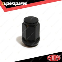 SAAS Wheel Nuts Flat Head Bulge 12 x 1.50 Black Finish 35mm Length Pack of 20