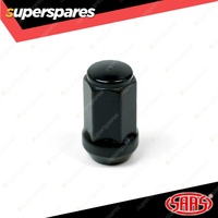 SAAS Wheel Nuts Flat Head Bulge 1/2 Inch Black Finish 40mm Length Pack of 20