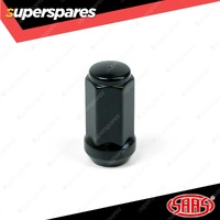 SAAS Wheel Nuts Flat Head Bulge 14x 1.5 Black Finish 45mm Length Pack of 20