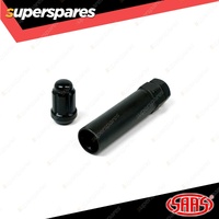 SAAS Wheel Nuts Small Diameter 6 Spline 1/2 Inch Black with Spare Key Pack of 10