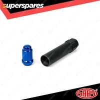 SAAS Wheel Nuts Small Diameter 6 Spline 1/2 Inch Blue with Spare Key Pack of 10
