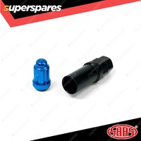 SAAS Wheel Nuts Small Diameter 6 Spline 12 x 1.25 Blue with Spare Key Pack of 10