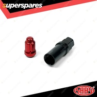 SAAS Wheel Nuts Small Diameter 6 Spline 12 x 1.25 Red with Spare Key Pack of 10