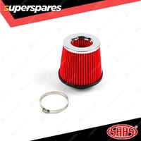 SAAS Pod Filter Red Urethane Chrome Top 76mm Neck Collar with Hose Clamps