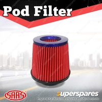 SAAS Pod Filter Red Urethane Blue Top 76mm Neck Collar with Hose Clamps
