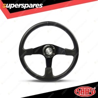 SAAS Steering Wheel 15 Inch Leather Octane Black Spoke Shallow 25mm Dish