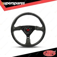 SAAS Steering Wheel 14 Inch Leather Director Black Spoke Shallow 25mm Dish