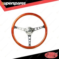 SAAS Steering Wheel 15 Inch Wood Classic Brushed Alloy Spokes With Holes
