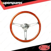 SAAS Steering Wheel 15 Inch Wood Classic Brushed Alloy Slotted 50mm Dish
