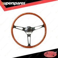 SAAS Steering Wheel 15 Inch Wood Classic Polished Alloy Slots Riveted Woodgrain