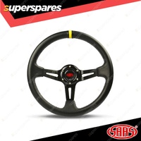 SAAS Steering 14 Inch Wheel Leather Deep Dish Black Slotted + Indicator