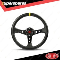 SAAS Steering 14 Inch Wheel Leather GT Deep Dish Black With Holes + Indicator