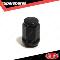 SAAS Wheel Nuts Flat Head Bulge 1/2" Black Finish 35mm Length - in a Pack of 5