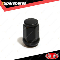 SAAS Wheel Nuts Flat Head Bulge 12 x 1.50 Black Finish 35mm Length Pack of 5