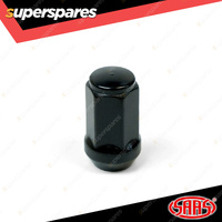 SAAS Wheel Nuts Flat Head Bulge 1/2" Black Finish 40mm Length - in a Pack of 5