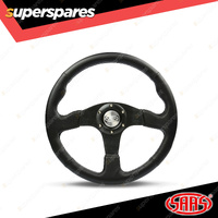SAAS Steering Wheel Leather 14 inch Black Brushed Finished Spokes ADR Compliant