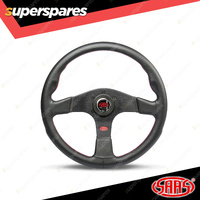 SAAS Steering Wheel Leather Corsa 350mm Contoured Grip Black Aluminium Spokes