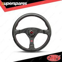 SAAS Steering Wheel Leather Lusso 350mm Contoured Grip Black Aluminium Spokes
