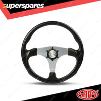 SAAS Steering Wheel Polyurethane 14 inch Brushed Alloy Spoke 25mm Dish ADR