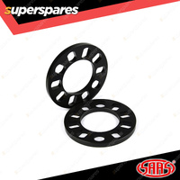 SAAS Wheel Spacers Universal 5 Stud 12mm Thickness Black - in a Pack of 2