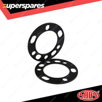 SAAS Wheel Spacers Universal 6 Stud 6mm Thickness Black - in a Pack of 2