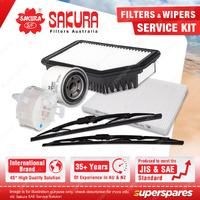 Sakura Front Wiper Blades & Filter Service Kit for Hyundai Accent RB 1.6L 11-16
