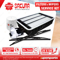 Sakura Front Wiper Blades & Filter Service Kit for Mitsubishi Lancer CJ Intank