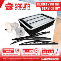 Sakura Front + Rear Wiper Blades & Filter Service Kit for Mitsubishi Lancer CJ