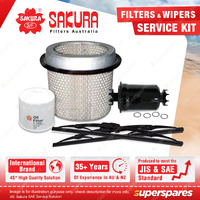Sakura Front Wiper Blades & Filter Service Kit for Mitsubishi Pajero NF NG