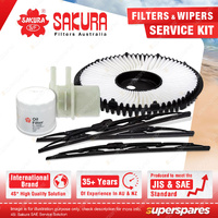 Sakura Front + Rear Wiper Blades & Filter Kit for Mitsubishi Lancer CB 90-91