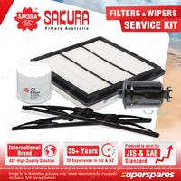 Sakura Front Wiper Blades & Filter Service Kit for Mitsubishi Pajero NJ NK 3.0L