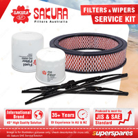 Sakura Front Wiper Blades & Filter Service Kit for Holden Rodeo KB47 1.6L 83-83