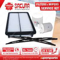 Sakura Front Wiper Blades & Filter Service Kit for Hyundai ILoad TQ-V 2.4L 08-On