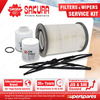 Sakura Front Wiper Blades & Filter Service Kit for Ford Courier PE 2.5L Radial