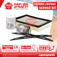 Sakura Front Wiper Blades & Filter Service Kit for Ford Falcon EB ED 1991-1994