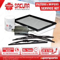 Sakura Front + Rear Wiper Blades & Filter Service Kit for Ford Falcon AU 4.0L