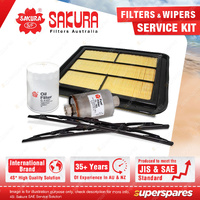 Sakura Front Wiper Blades & Filter Service Kit for Ford Falcon BA 4.0L