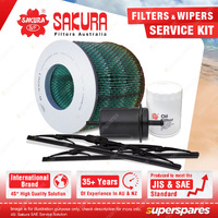 Sakura Front Wiper Blades & Filter Service Kit for Toyota Landcruiser FJ60 FJ62