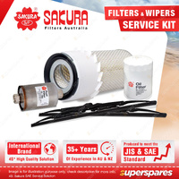 Sakura Front Wiper Blades & Filter Service Kit for Ford Falcon XG 4.0L 1993-1996
