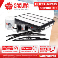 Sakura Front Rear Wiper Blades+Filter Service Kit for Toyota Landcruiser RZJ120R