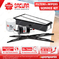 Sakura Front Wiper Blades & Filter Service Kit for Toyota Landcruiser GRJ120R